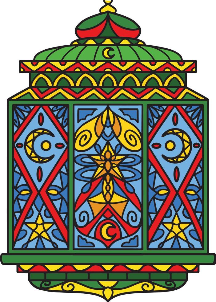 Ramadan lanterne mandala dessin animé coloré clipart vecteur