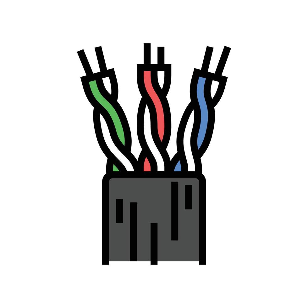 Lan câble câble Couleur icône vecteur illustration