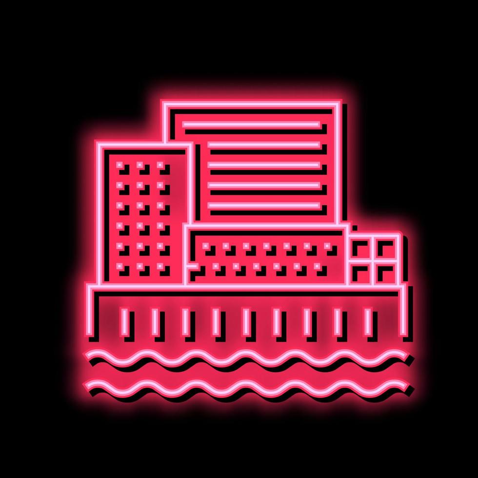 ville Port néon lueur icône illustration vecteur