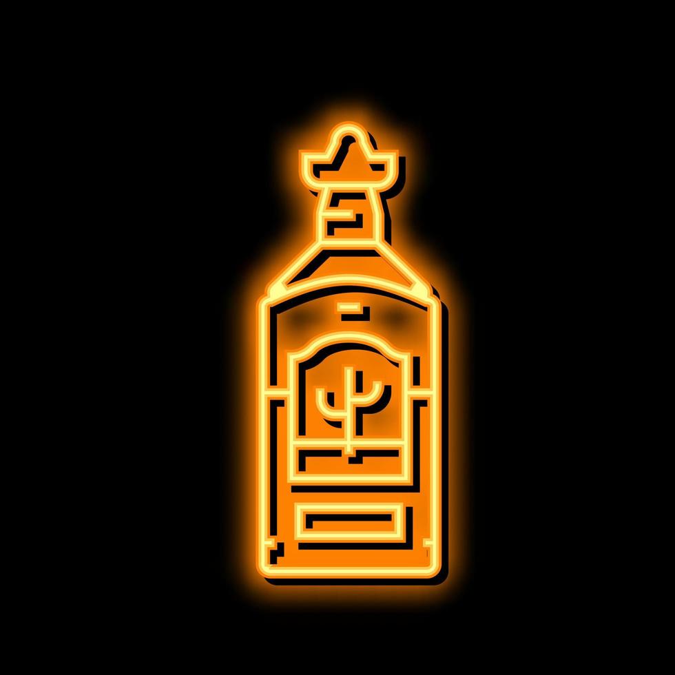Tequila alcoolique boisson néon lueur icône illustration vecteur