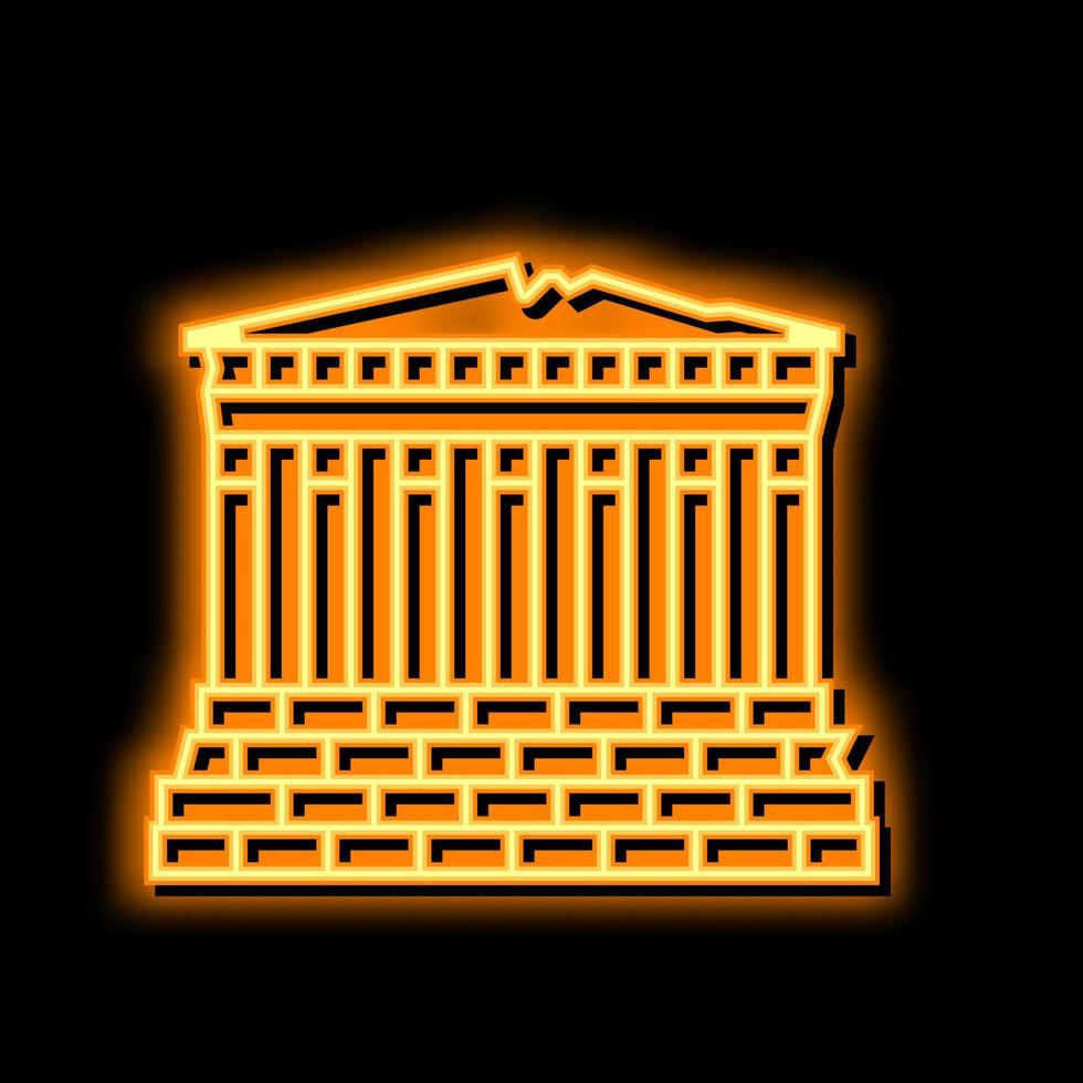 Parthénon L'Europe  antique bâtiment néon lueur icône illustration vecteur