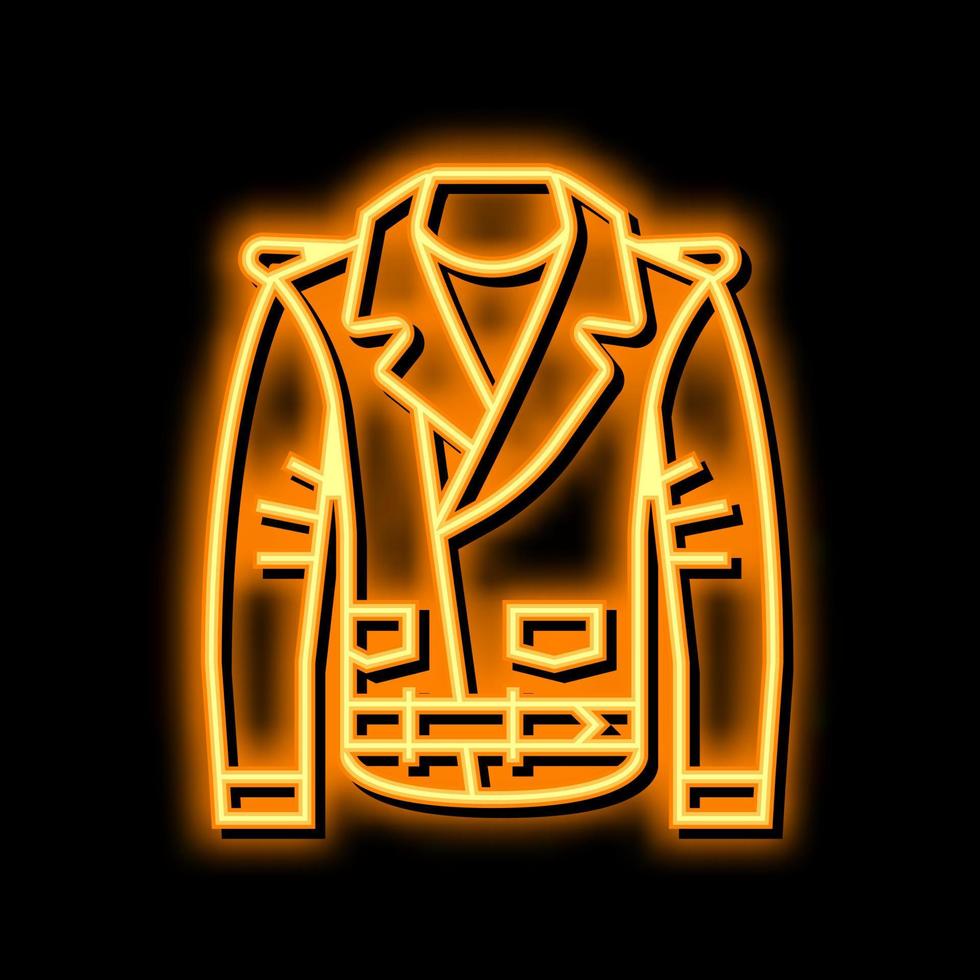 cuir veste vêtements néon lueur icône illustration vecteur