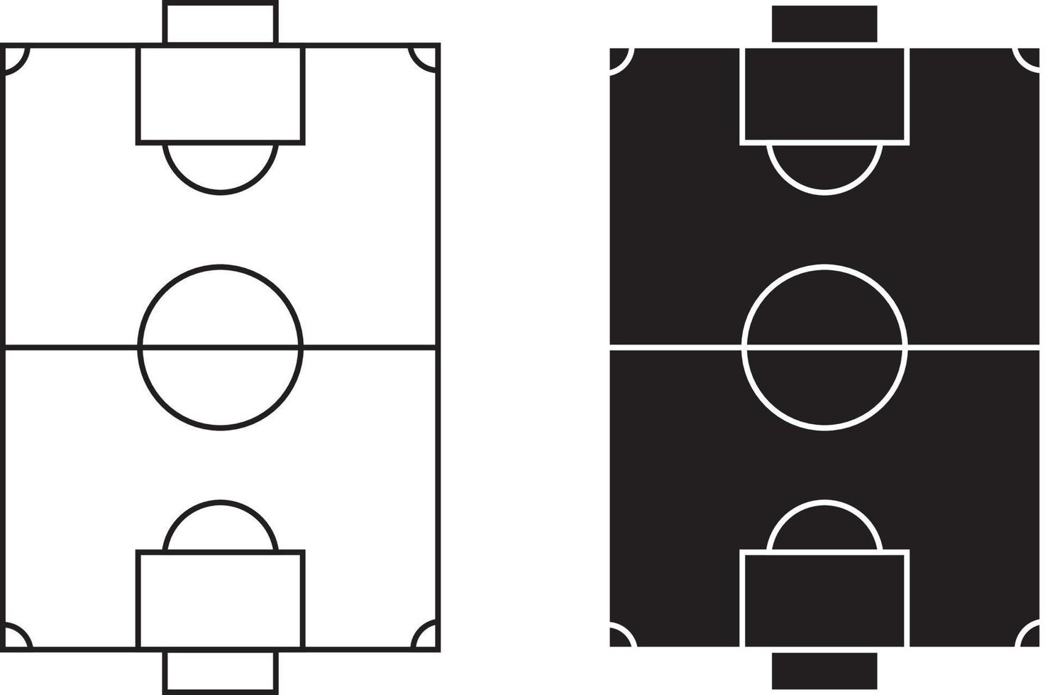 linéaire icône. football champ marquages lignes. contour Football terrain de jeux Haut voir. des sports sol pour actif des loisirs. Facile noir et blanc vecteur isolé sur blanc Contexte