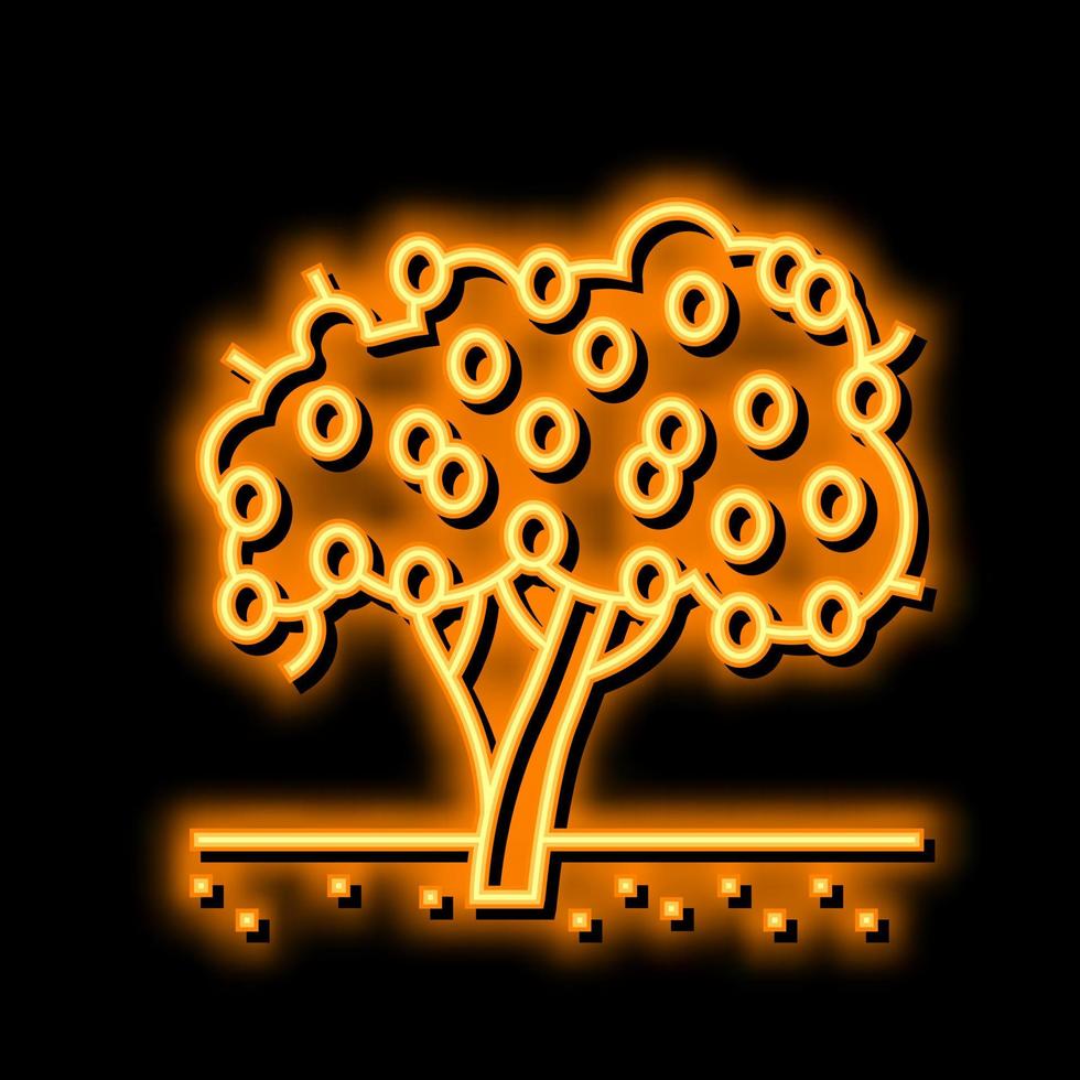arbre plante citron néon lueur icône illustration vecteur
