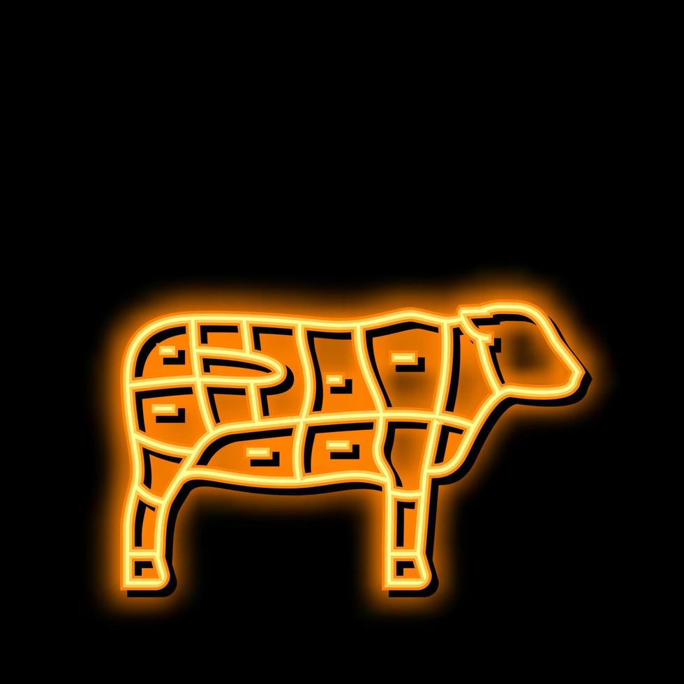 aloyau vache Viande néon lueur icône illustration vecteur