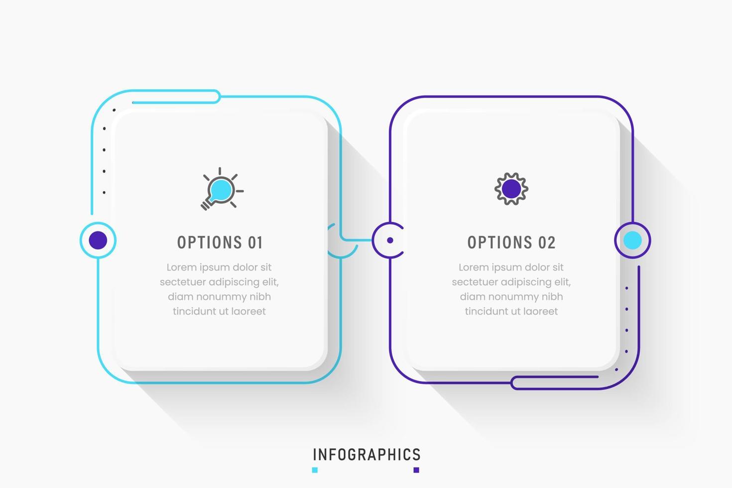 modèle de conception d'étiquettes infographiques vectorielles avec icônes et 2 options ou étapes. peut être utilisé pour le diagramme de processus, les présentations, la mise en page du flux de travail, la bannière, l'organigramme, le graphique d'informations. vecteur