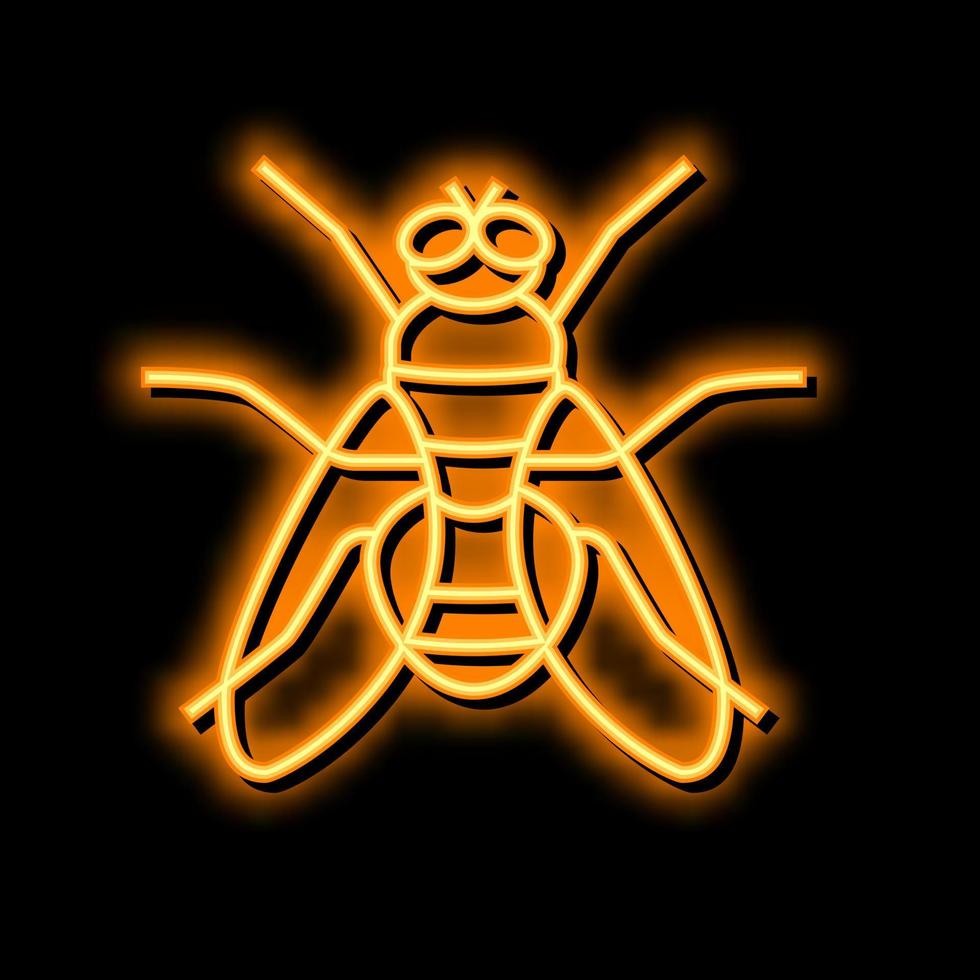 mouche insecte néon lueur icône illustration vecteur