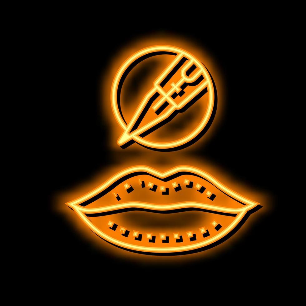 lèvre tatouage néon lueur icône illustration vecteur