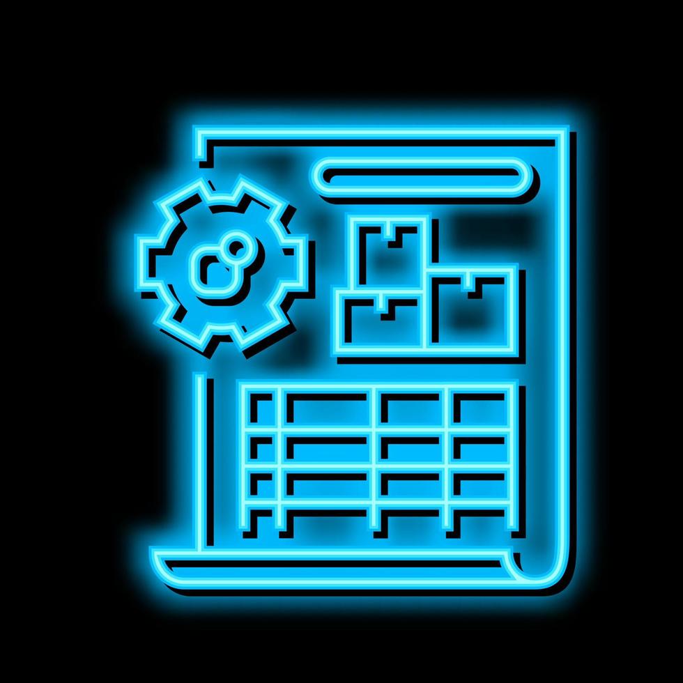 inventaire ajustement rapport néon lueur icône illustration vecteur