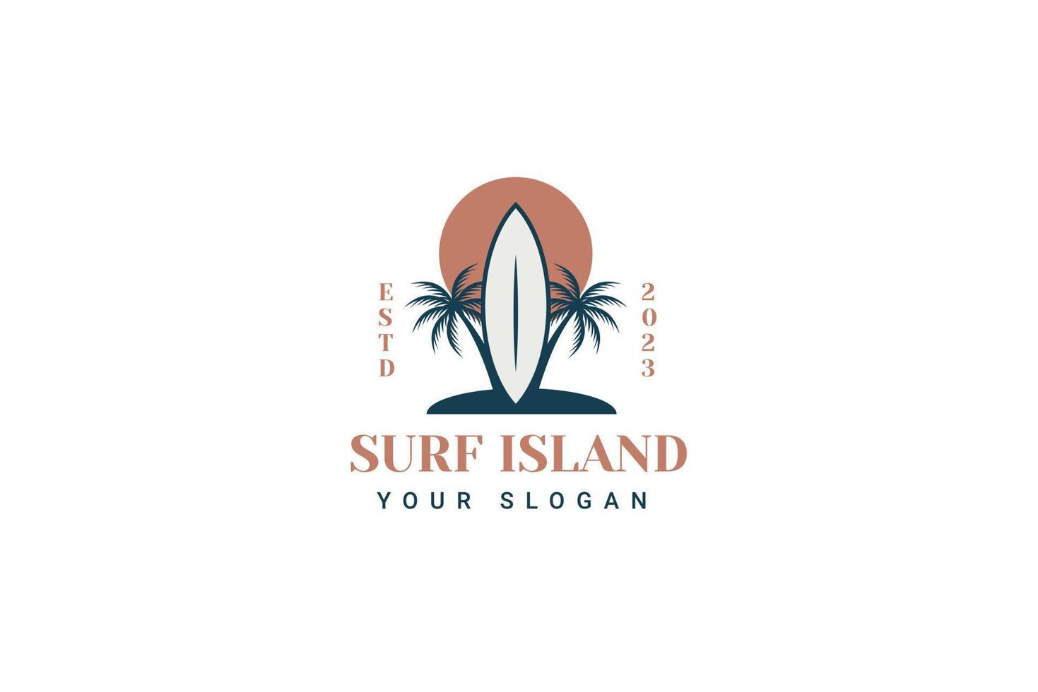 le surf île logo vecteur icône illustration