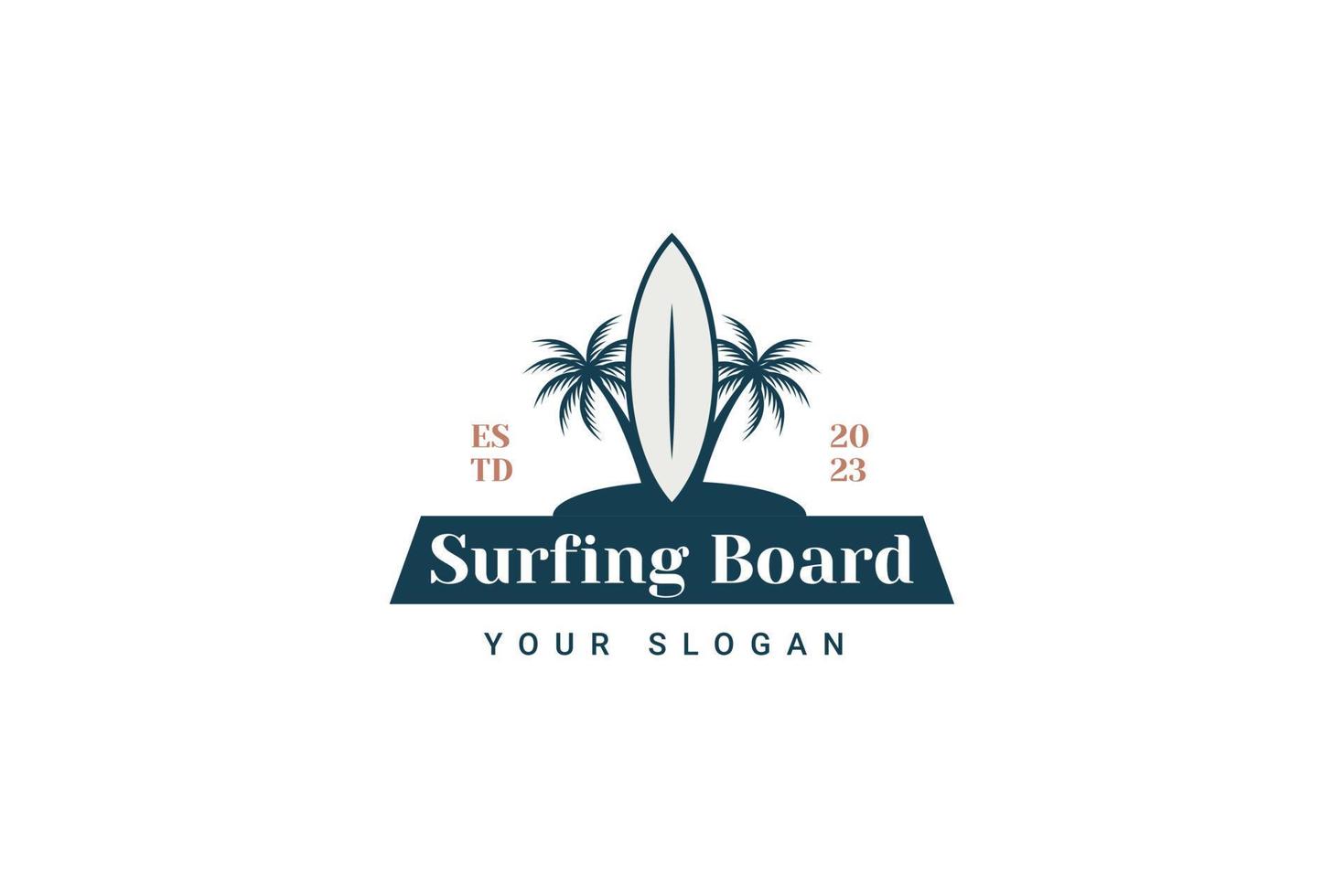 plage planche de surf logo vecteur icône illustration