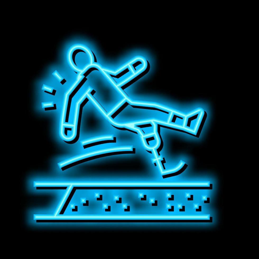 vaste sauter handicapé athlète néon lueur icône illustration vecteur