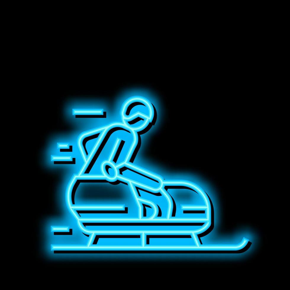 bobsleigh handicapé athlète néon lueur icône illustration vecteur