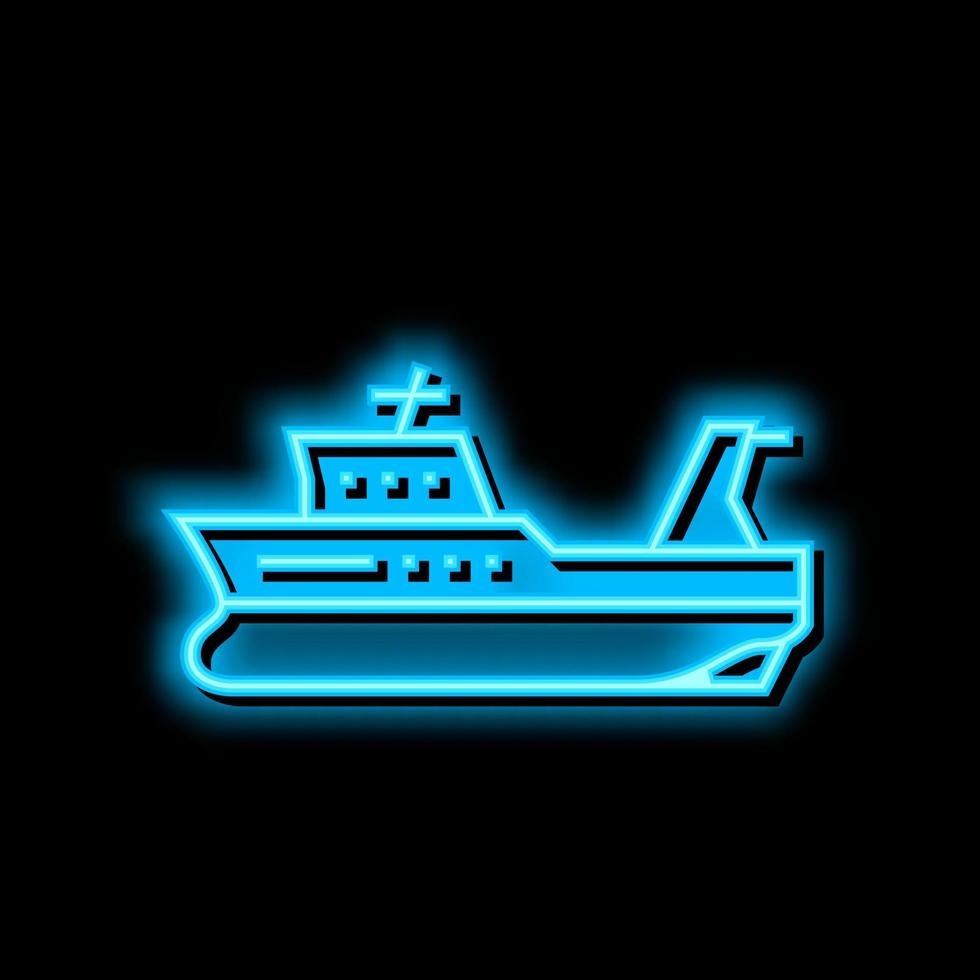 chalutier bateau néon lueur icône illustration vecteur
