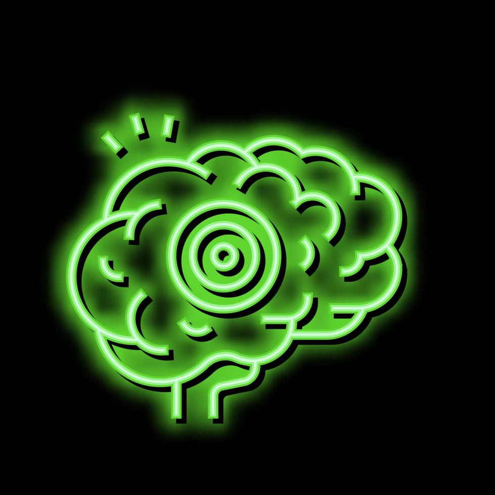 cerveau douleur néon lueur icône illustration vecteur