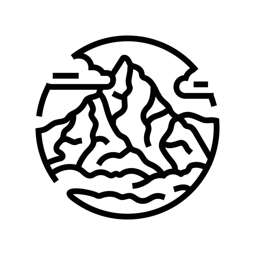 randonnée Montagne paysage ligne icône vecteur illustration