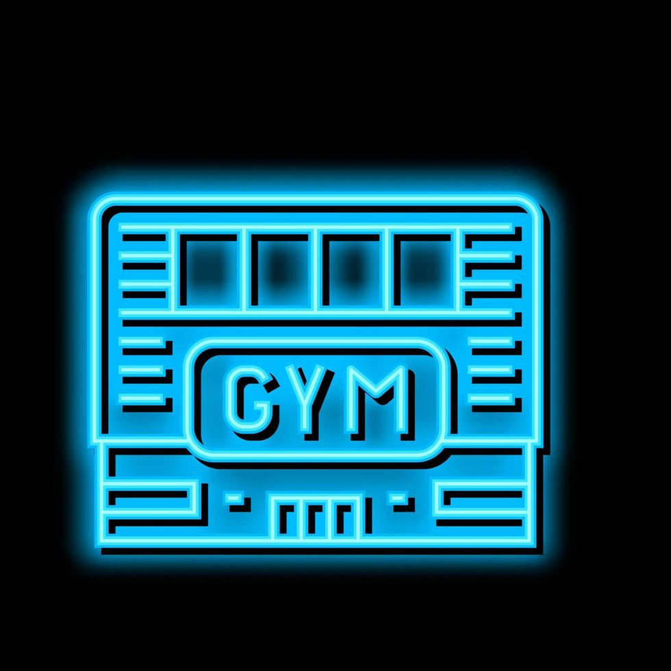 Gym bâtiment néon lueur icône illustration vecteur