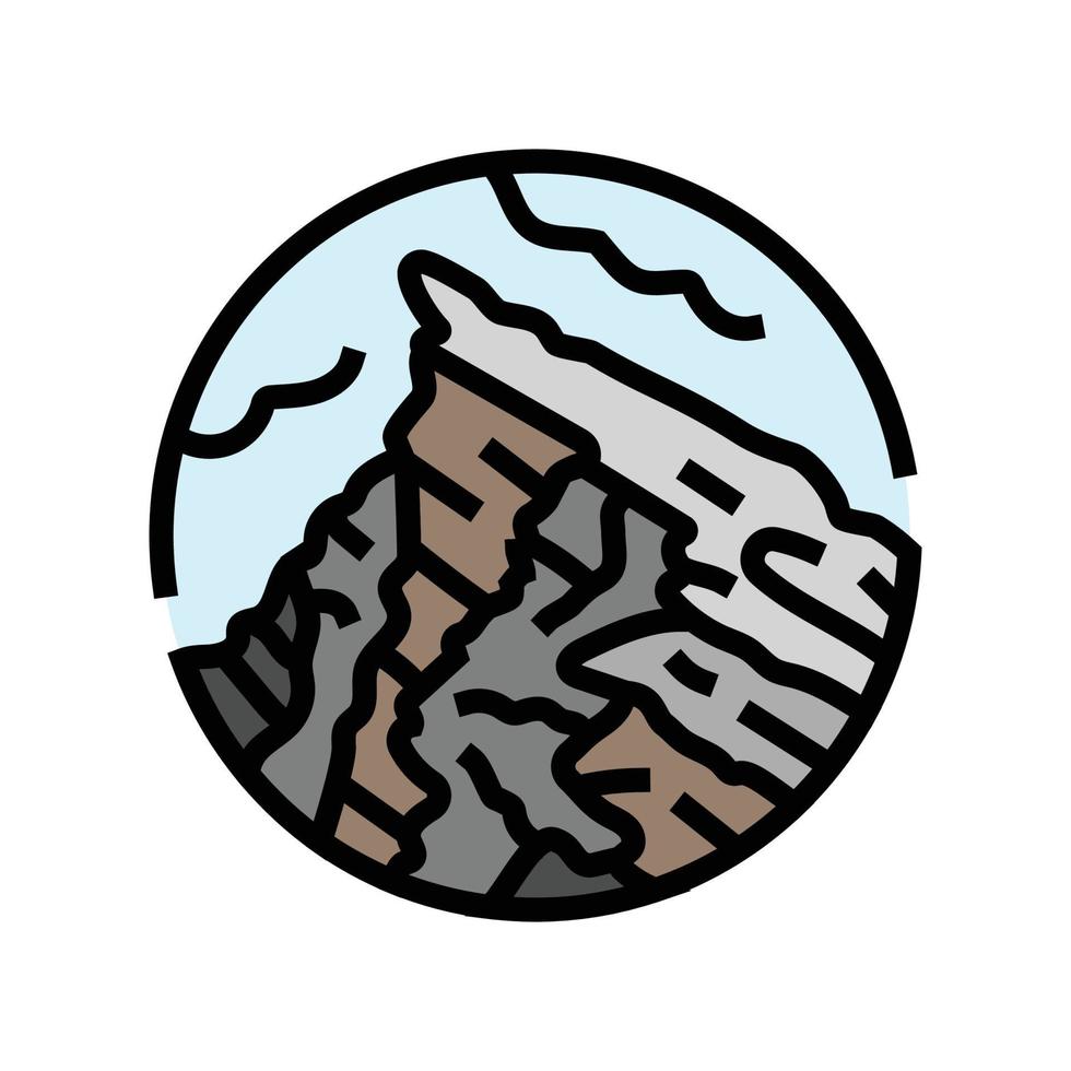 Roche Montagne paysage Couleur icône vecteur illustration