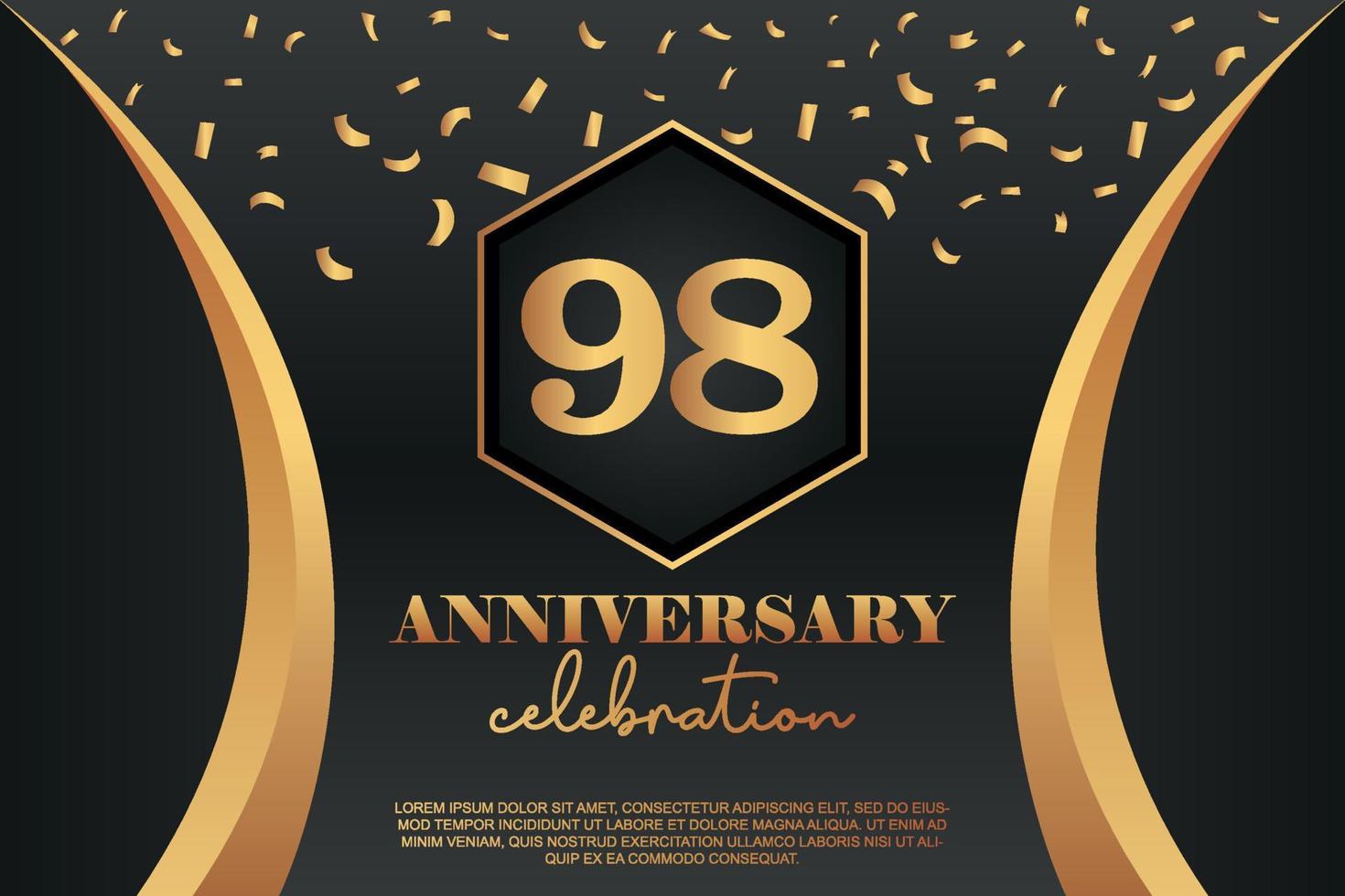 98e anniversaire fête logo avec d'or coloré vecteur conception pour salutation abstrait illustration