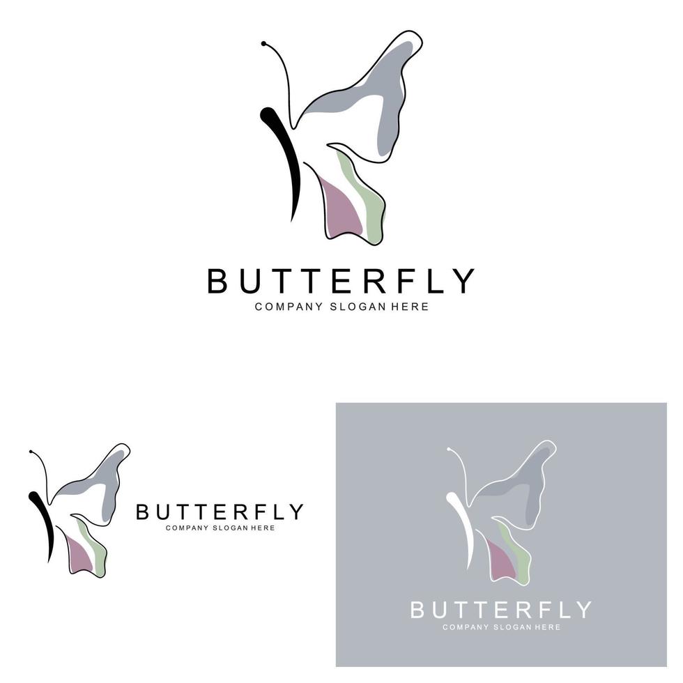 création de logo papillon, bel animal volant, illustration d'icône de marque d'entreprise, sérigraphie, salon vecteur