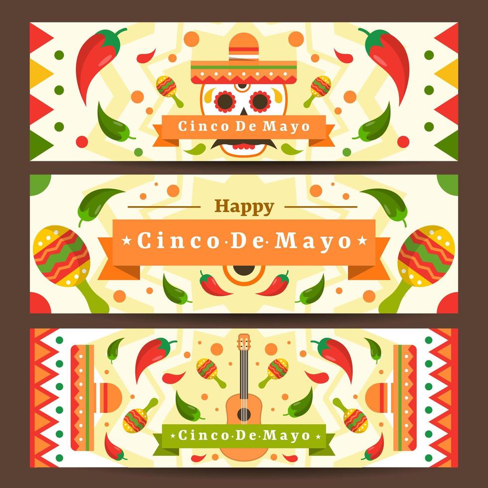 modèle de bannière festive mexicaine cinco de mayo vecteur