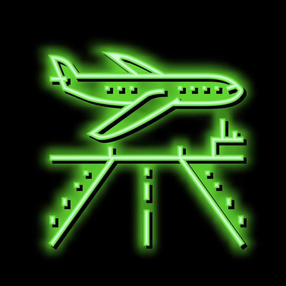 aéroport piste béton néon lueur icône illustration vecteur