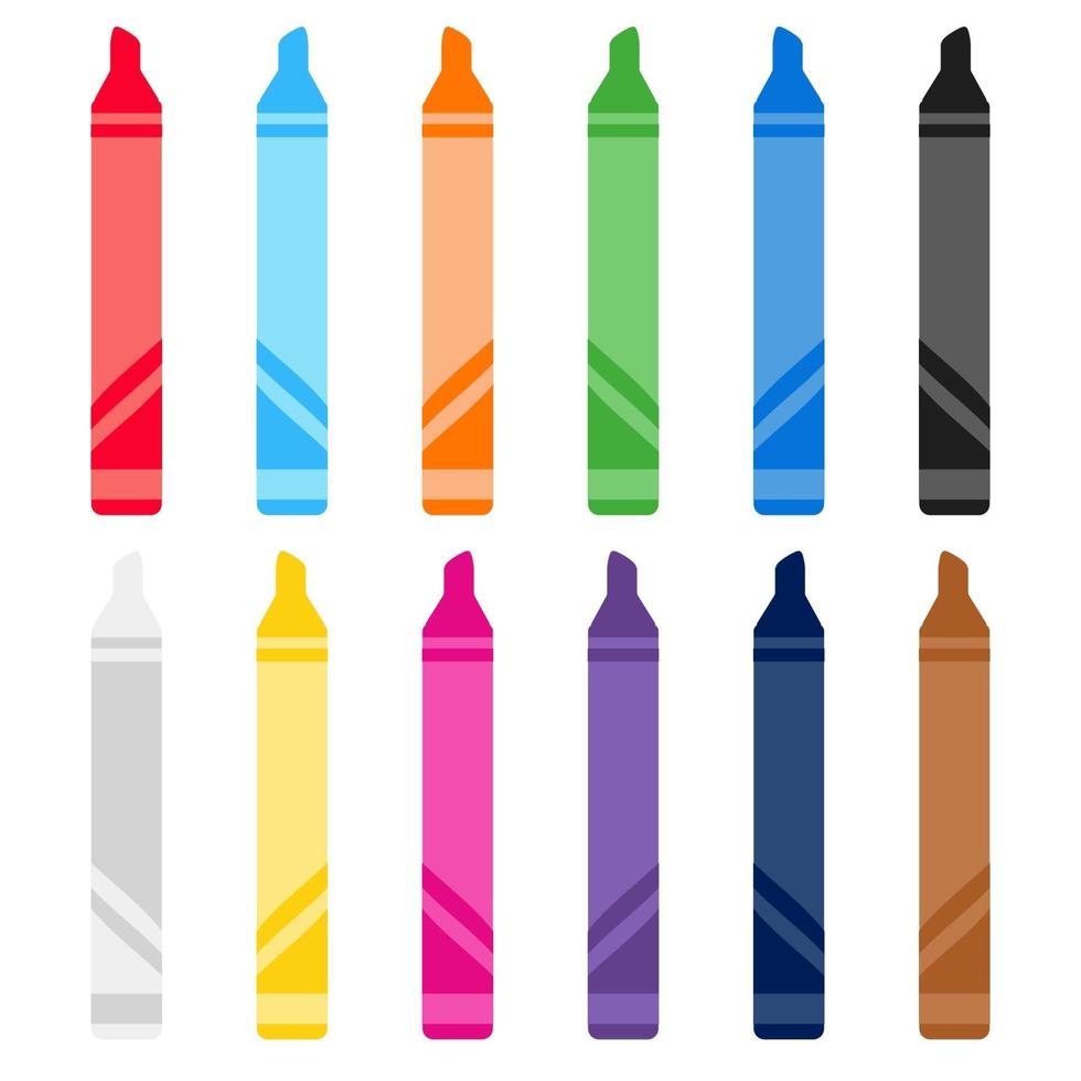 pack de clipart crayons colorés vecteur