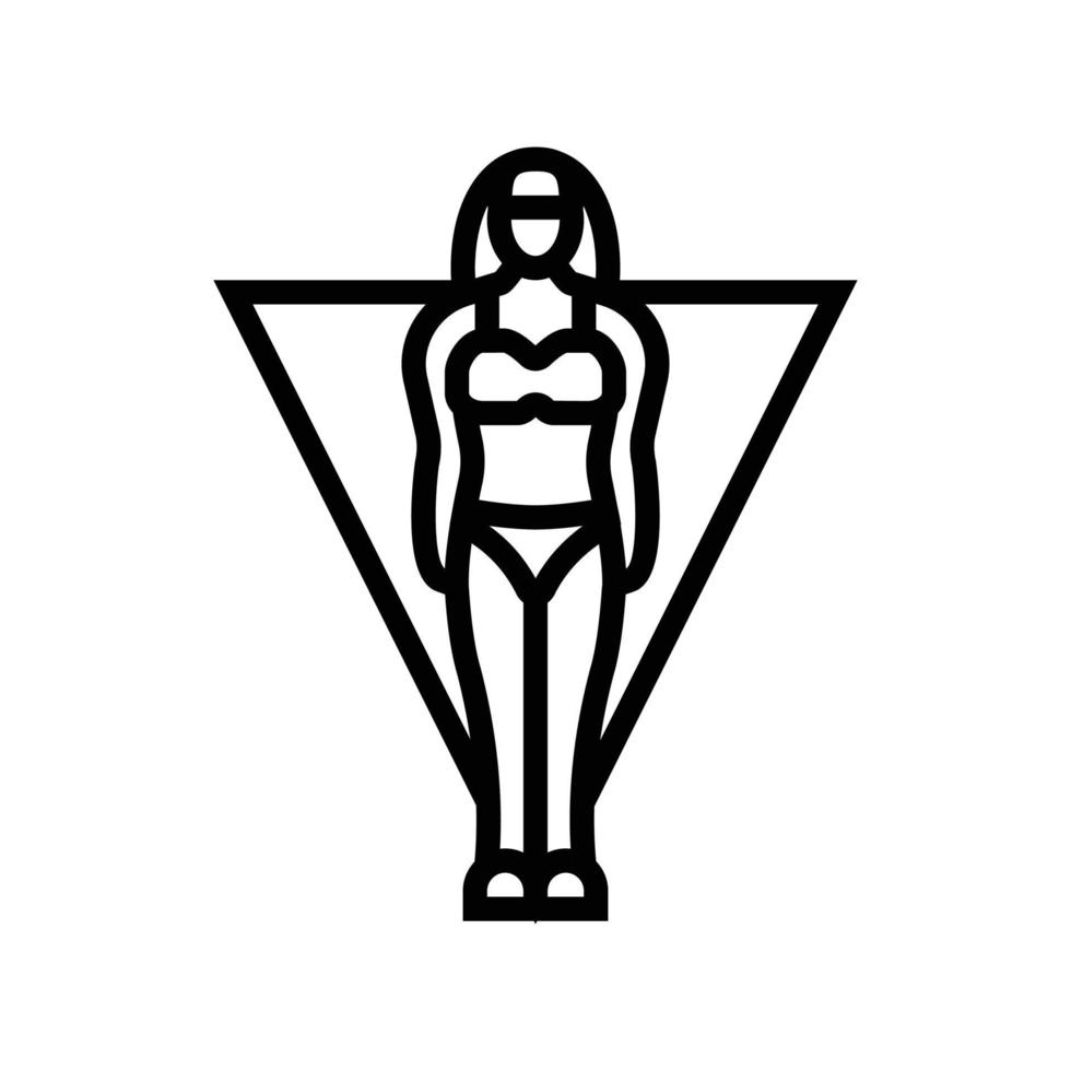 inversé Triangle femelle corps type ligne icône vecteur illustration