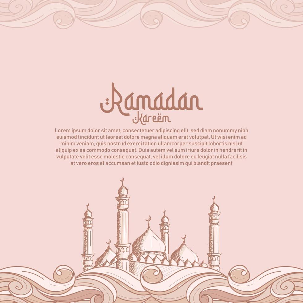 ramadan kareem avec fond d'illustration d'ornement islamique dessiné à la main vecteur