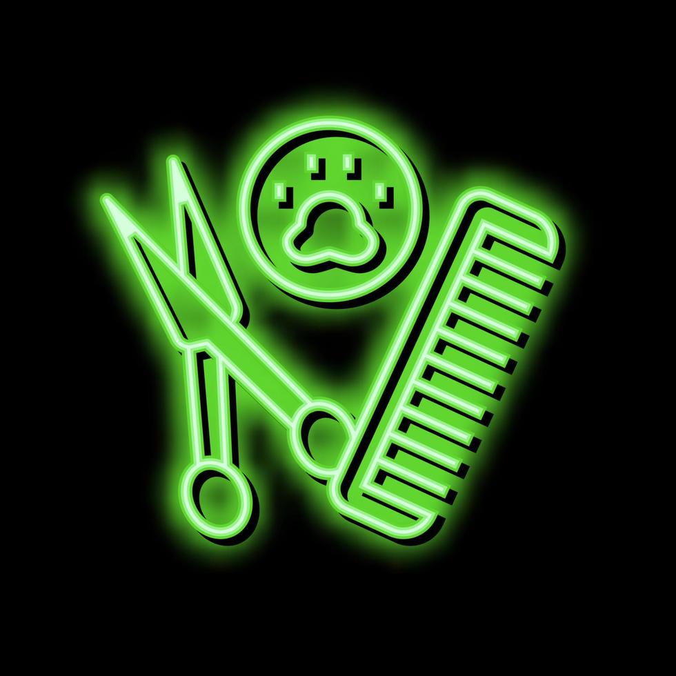 toilettage accessoires chien néon lueur icône illustration vecteur