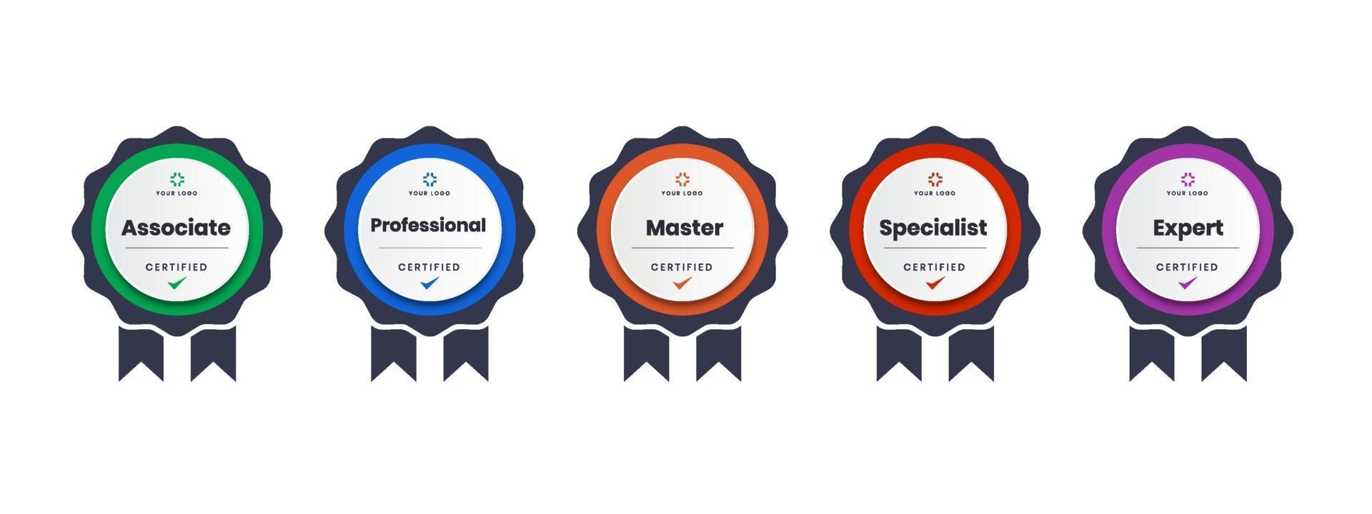 logo de certification numérique pour la formation, la compétition, les récompenses, les normes et les critères, etc. icône de badge certifié avec illustration vectorielle de ruban. vecteur