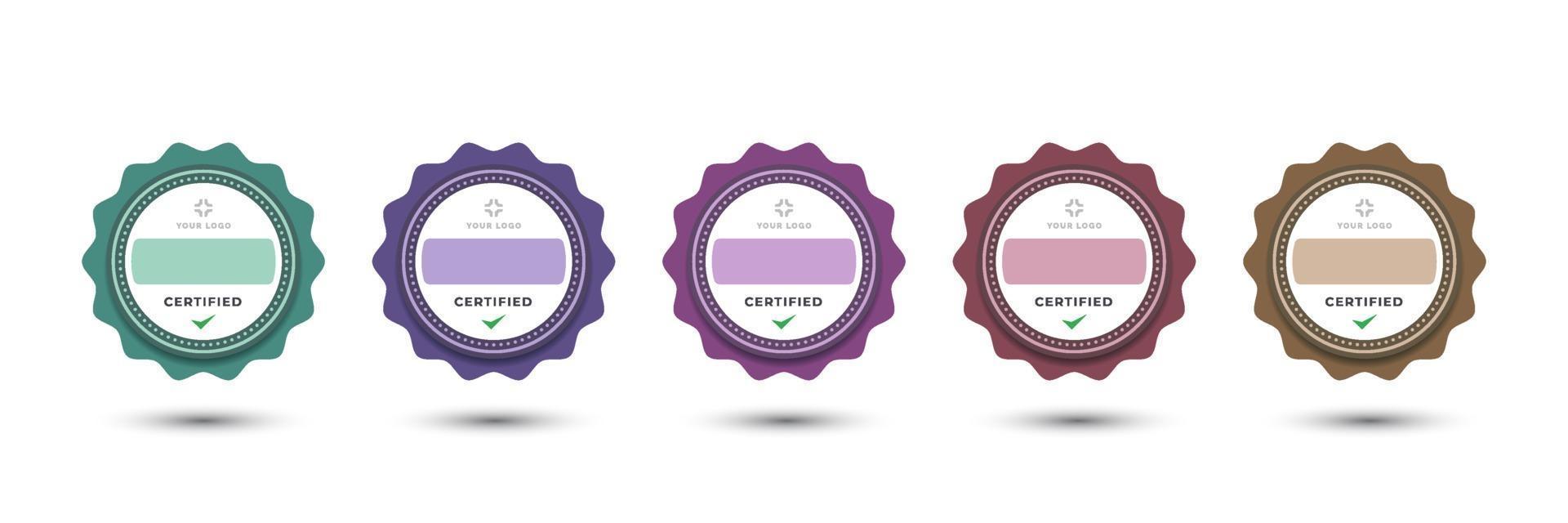 création de logo de badge pour les affaires de la société style floral arrondi décoratif féminin. set bundle certifier illustration vectorielle pastel coloré. vecteur