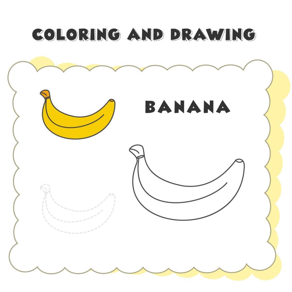 élément de livre de coloriage et de dessin banane unique. dessin d'une banane pour l'éducation des enfants vecteur