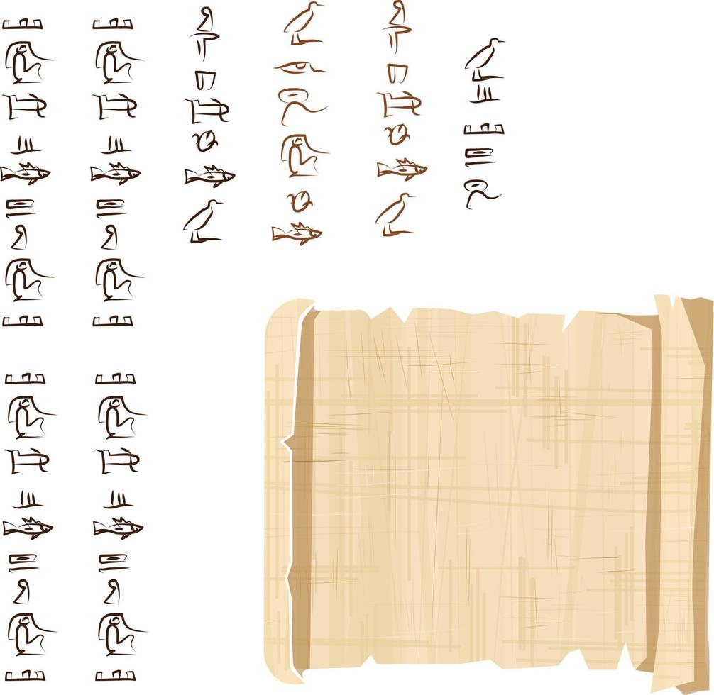 rouleau de papyrus de l'egypte ancienne avec tige en bois vecteur