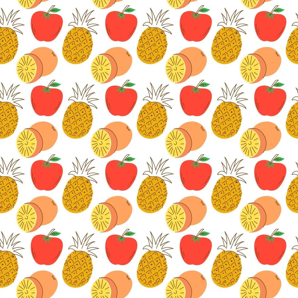 illustration vectorielle dessinés à la main - modèle sans couture avec fruits et baies colorés de griffonnage. fond décoratif original pour votre conception, textile, emballage vecteur