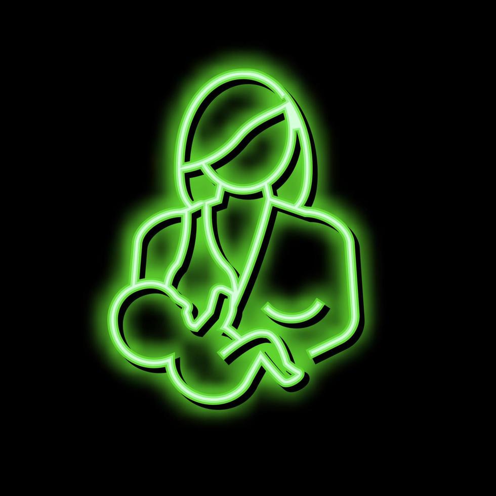 mère alimentation bébé néon lueur icône illustration vecteur
