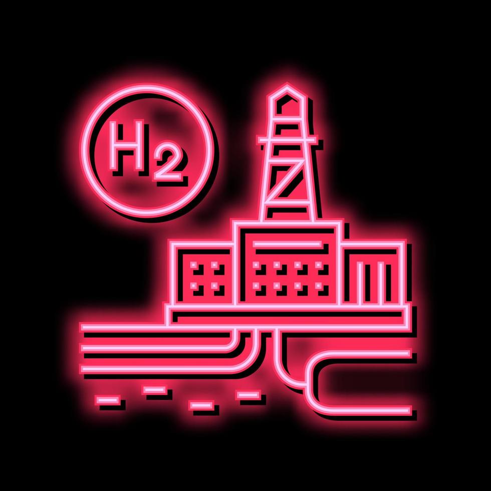usine hydrogène néon lueur icône illustration vecteur
