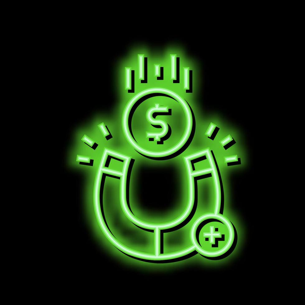 magnétique attirant argent néon lueur icône illustration vecteur