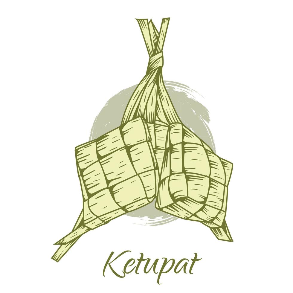 composition de traditionnel ketupat nourriture vecteur