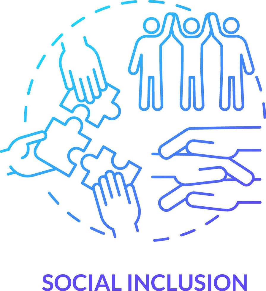 social inclusion bleu pente concept icône. égal Opportunités dans société. lgbt programme abstrait idée mince ligne illustration. isolé contour dessin vecteur