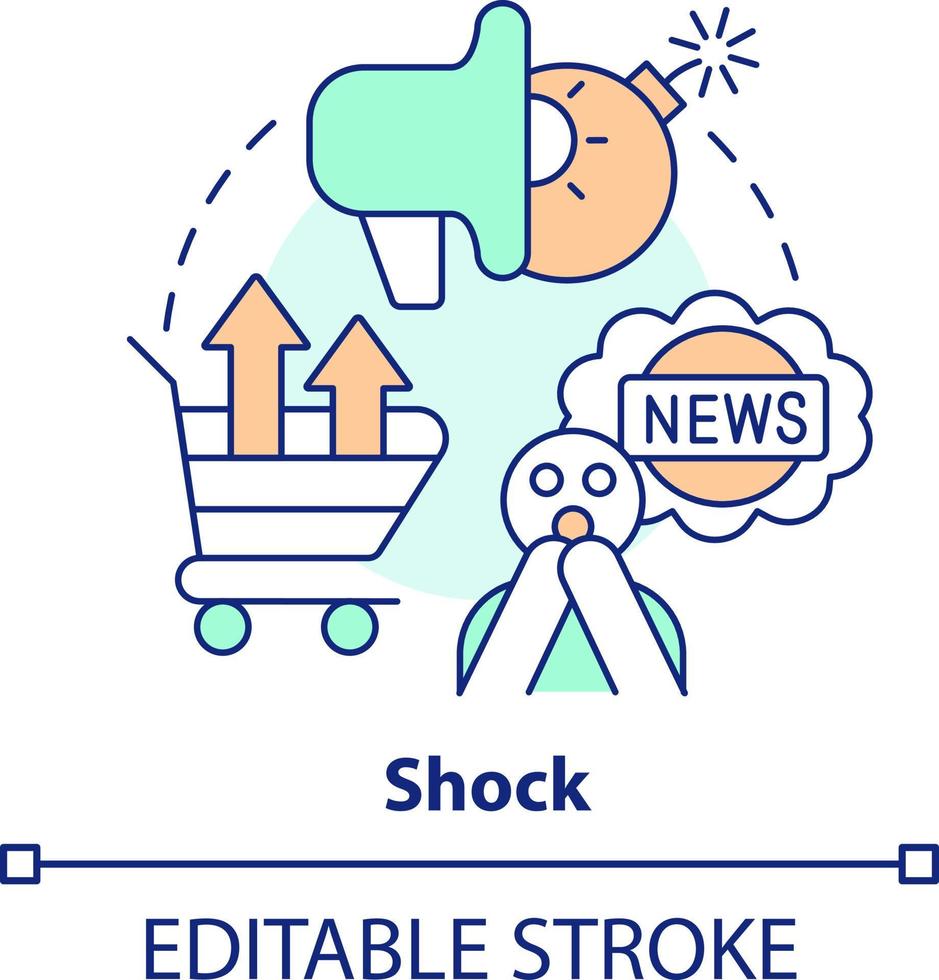 choc concept icône. en utilisant émotif déclencheur dans commercialisation abstrait idée mince ligne illustration. stimuler marque pièce jointe. isolé contour dessin. modifiable accident vasculaire cérébral vecteur