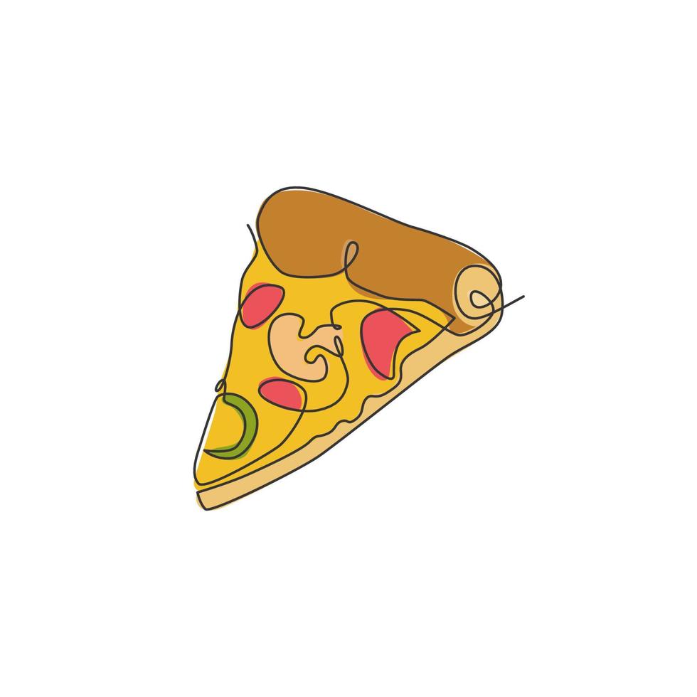 un dessin en ligne continu de l'insigne du logo du restaurant pizzeria italien frais et délicieux. concept de modèle de logo de boutique de café de pizza de restauration rapide italie. illustration vectorielle de dessin à une seule ligne moderne vecteur