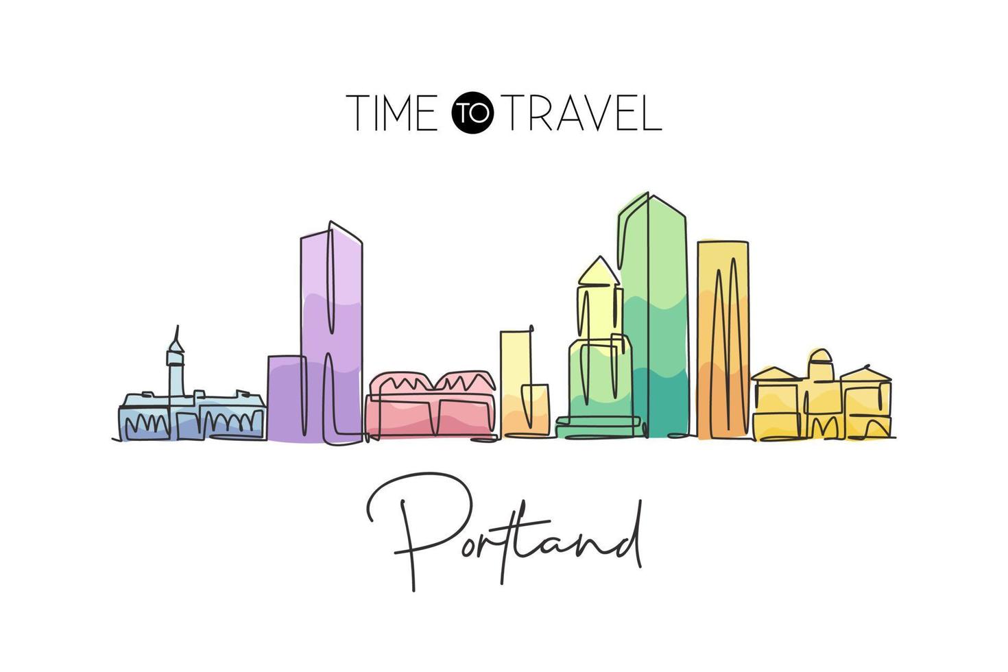 un seul dessin au trait des toits de la ville de portland aux états-unis. paysage de ville historique dans le monde. meilleure destination de vacances. trait modifiable ligne continue à la mode dessin illustration vectorielle de conception vecteur