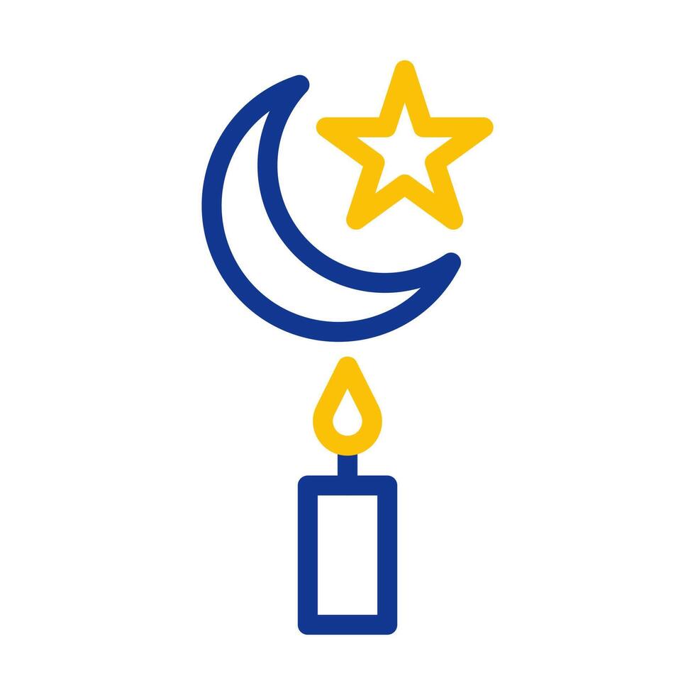 bougie icône bicolore bleu Jaune style Ramadan illustration vecteur élément et symbole parfait.