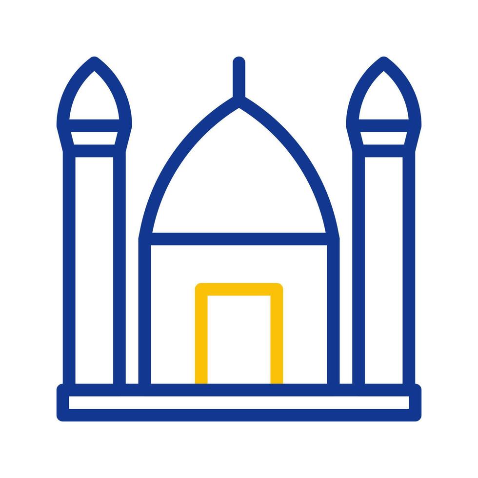 mosquée icône bicolore bleu Jaune style Ramadan illustration vecteur élément et symbole parfait.