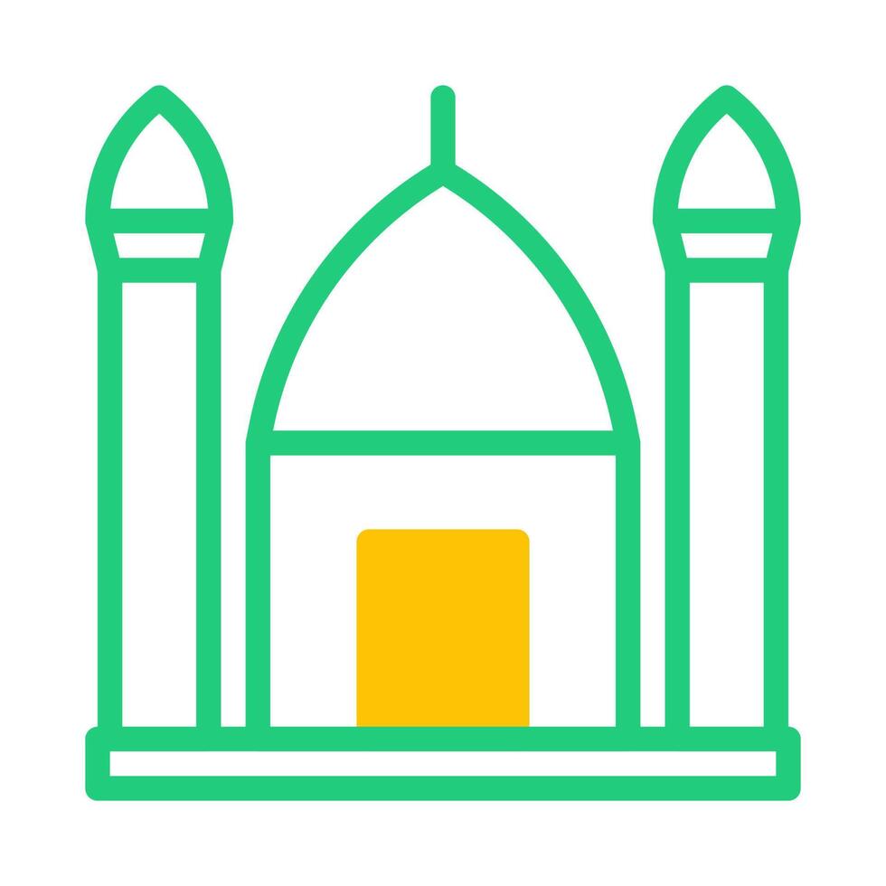 mosquée icône bichromie vert Jaune style Ramadan illustration vecteur élément et symbole parfait.