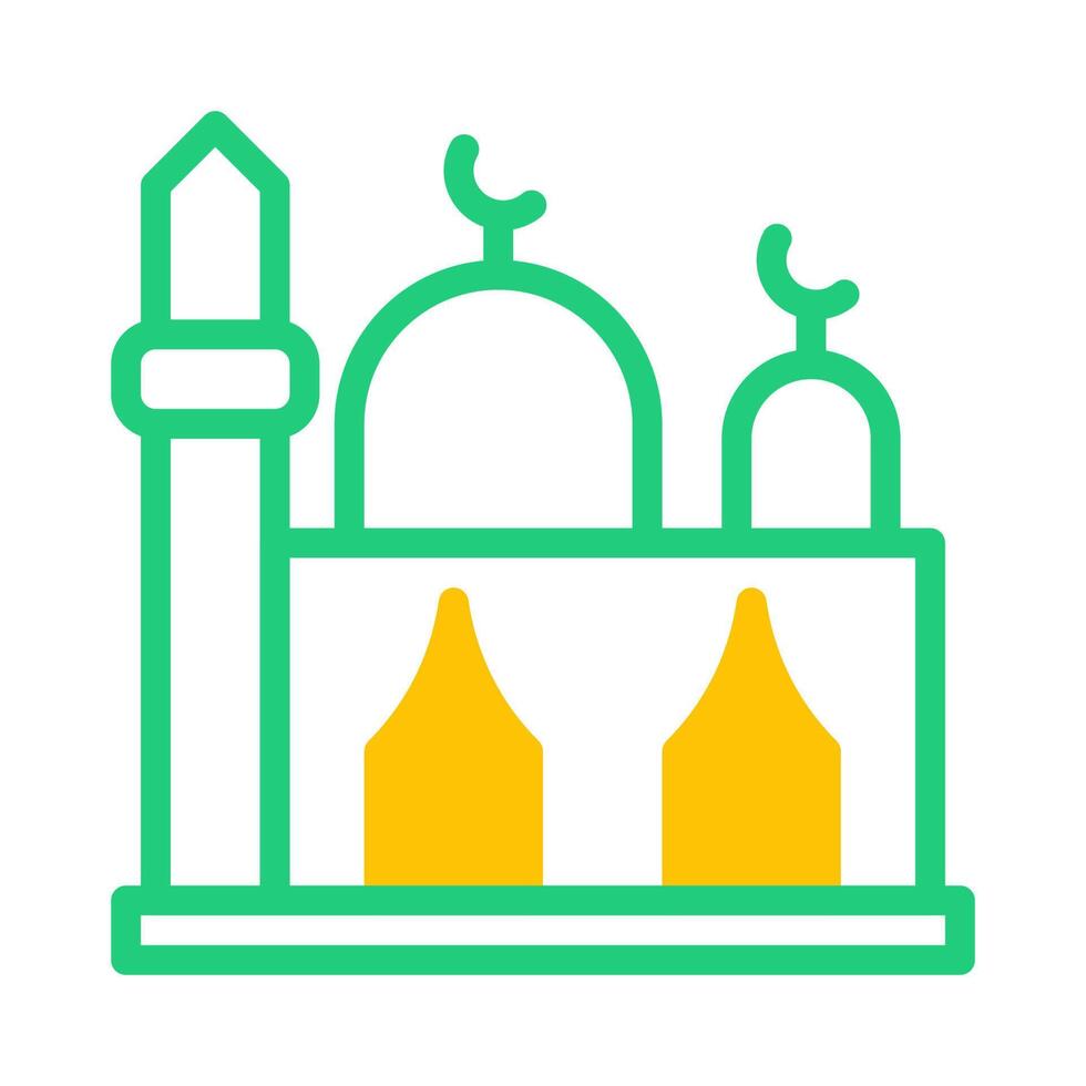 mosquée icône bichromie vert Jaune style Ramadan illustration vecteur élément et symbole parfait.