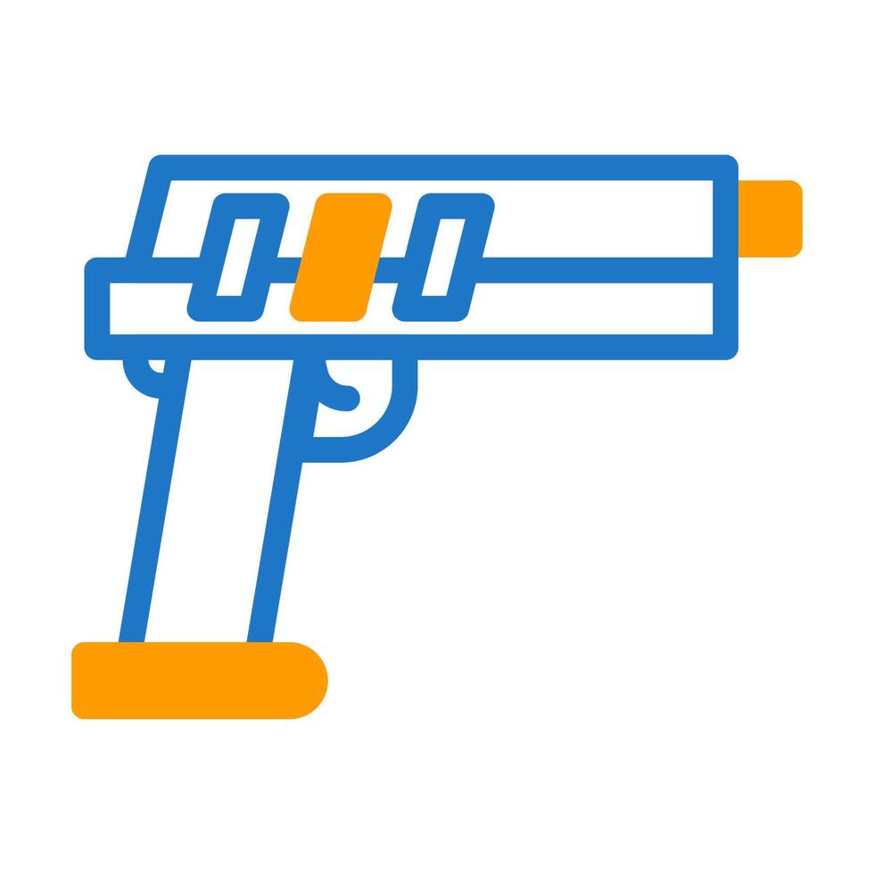 pistolet icône bichromie bleu Orange style militaire illustration vecteur armée élément et symbole parfait.