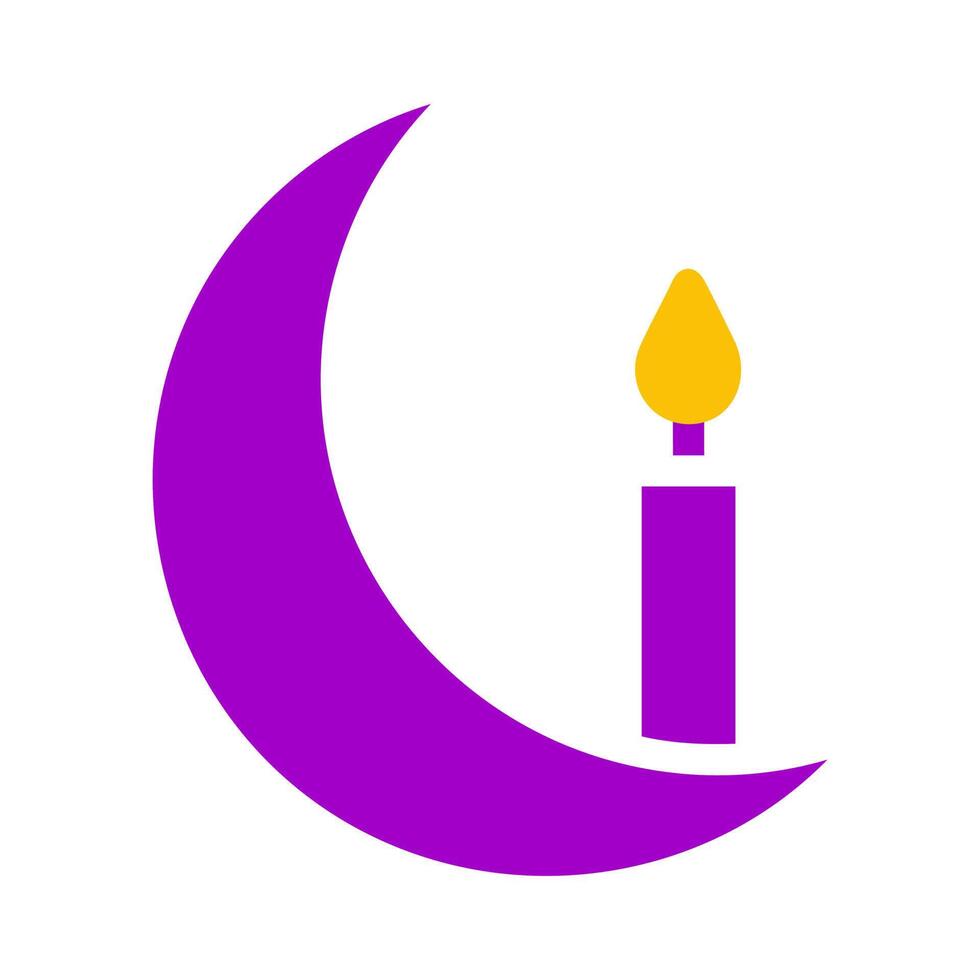 bougie icône solide violet Jaune style Ramadan illustration vecteur élément et symbole parfait.