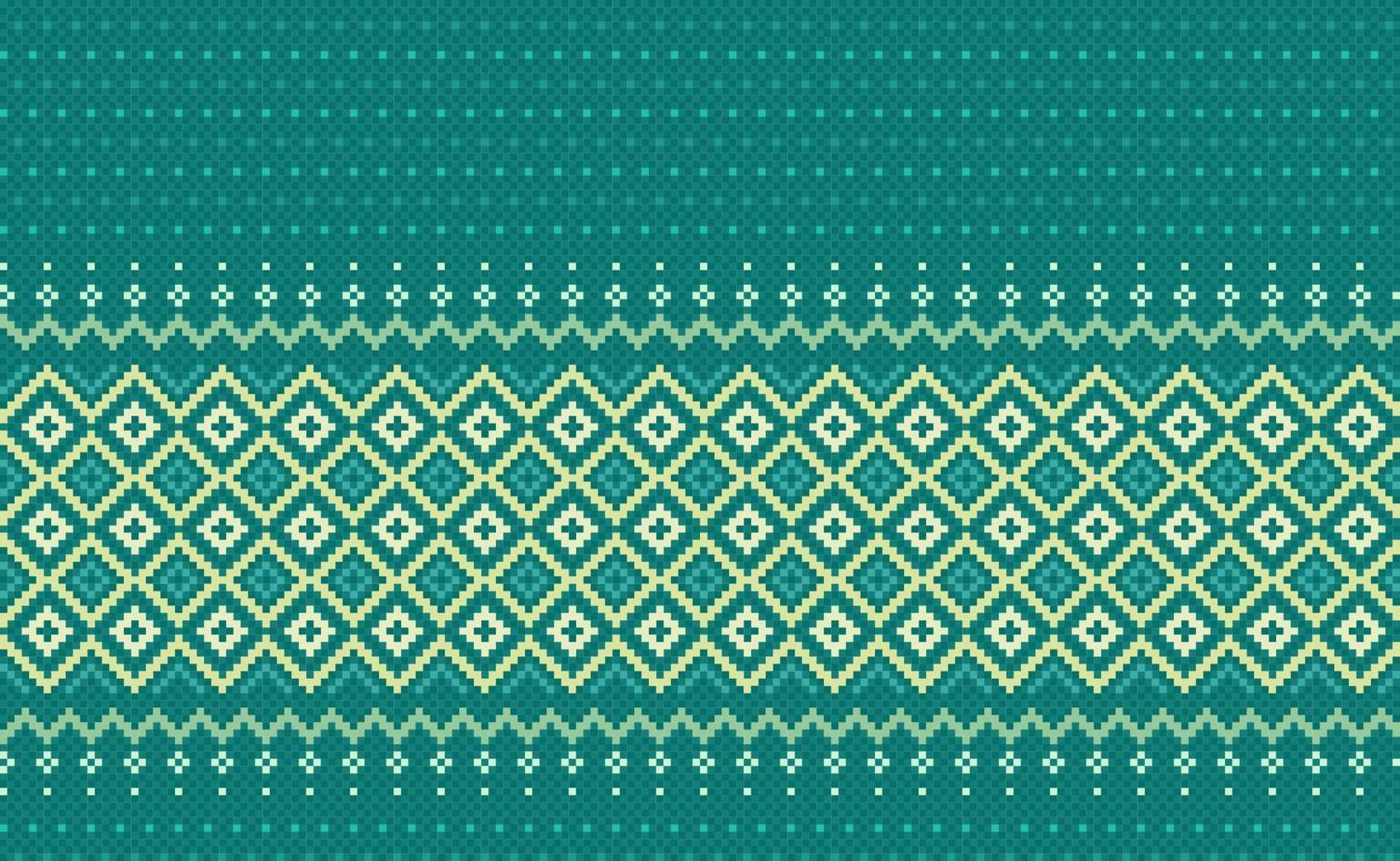 broderie ethnique modèle, vert modèle géométrique nordique arrière-plan, traverser point originaire de aztèque style vecteur